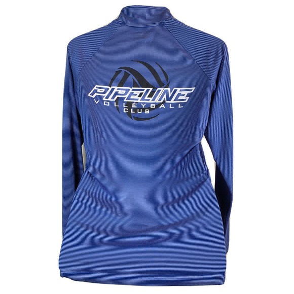 Under Armour Womens S Top Loose Heat Gear 3/4 Zip Blue Stripe Long Sleeve Active - Picture 2 of 12